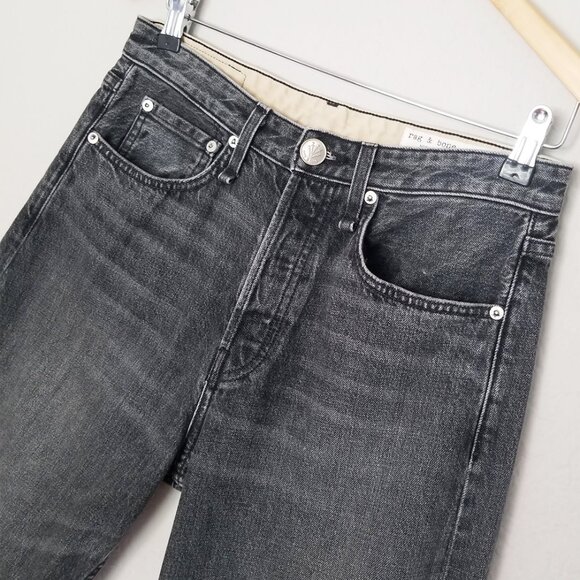 RAG & BONE Maya High Rise Ankle Straight Jeans 27 in Magic Faded Black Gray $325 - Picture 6 of 16